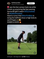Screenshot from Kim's X post about Walz / @AnthonyKim_Golf on X